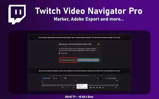 [FREE] Twitch Video Navigator Pro: Markers, Teams  Cloud Sync  from Chrome web store to be run with OffiDocs Chromium online
